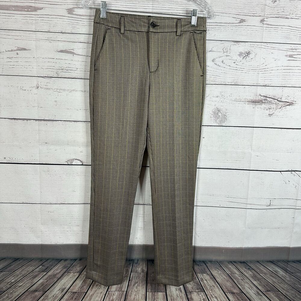 Liu Jo Pantsโ Womens 2 Brown Houndstooth Academia Preppy Career High Rise Office